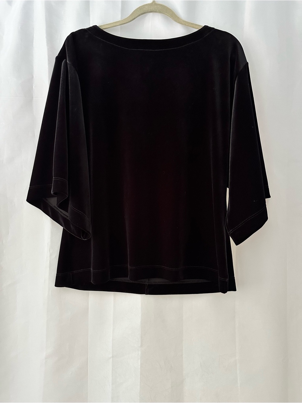 Chico's Travelers Black Velvet 3/4 Sleeve Kimono Top Elegant Classic Evening